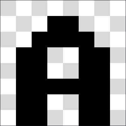 Letter A on a pixel grid