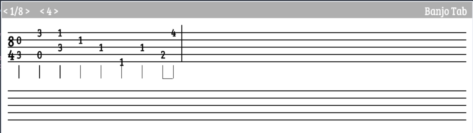 example of a tab being edited in banjy
